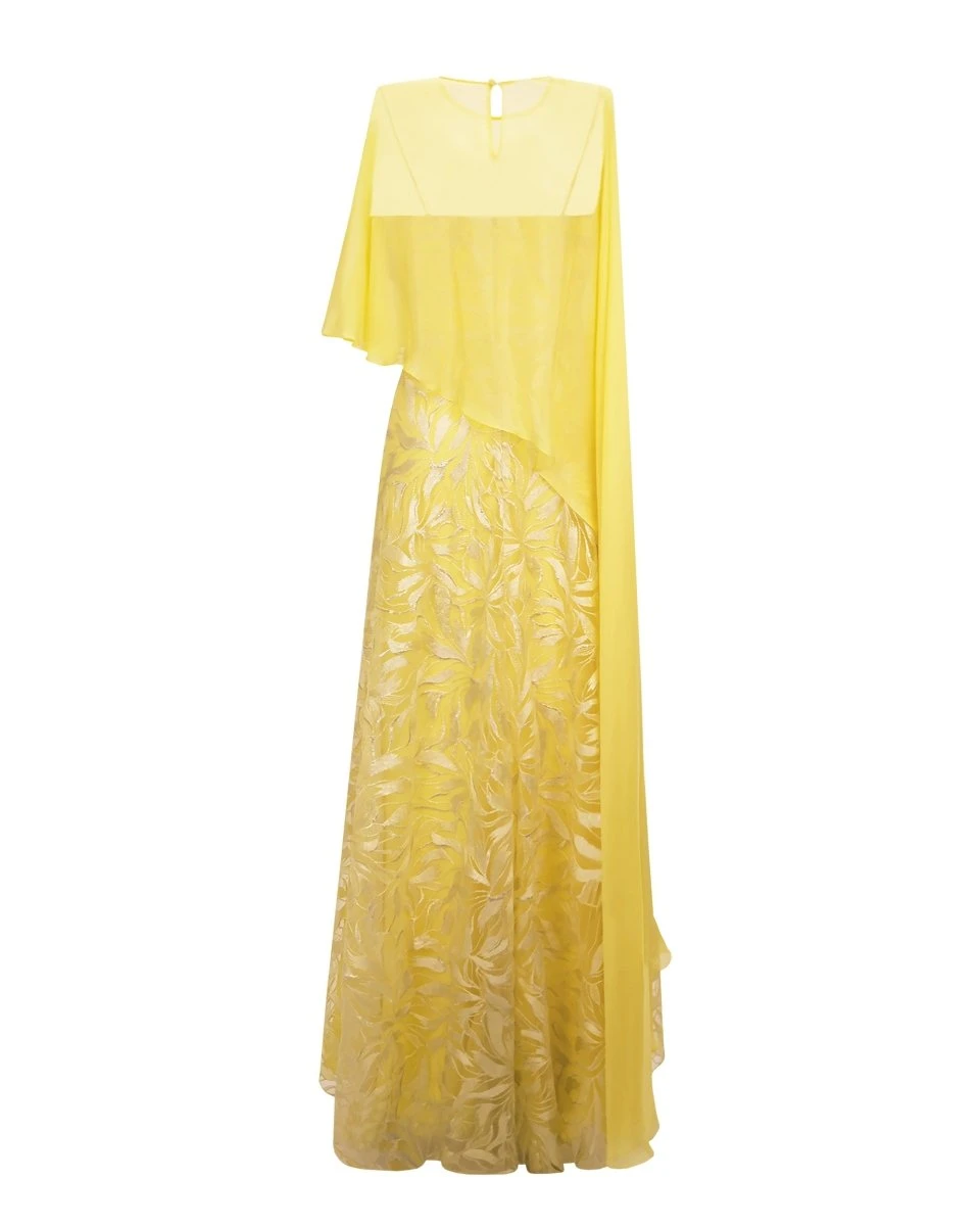 Gemy Maalouf Long Dress With Chiffon Cape Gemy Maalouf Long Dress With Chiffon Cape
