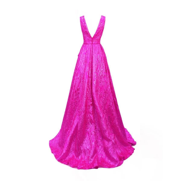 Gemy Maalouf Long Dress With Draped Flowers, view 5