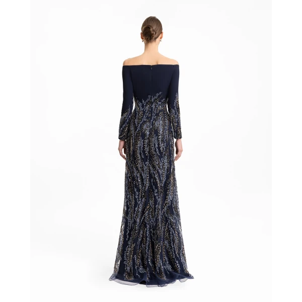 Gemy Maalouf Long Sleeves Beaded Dress, view 3