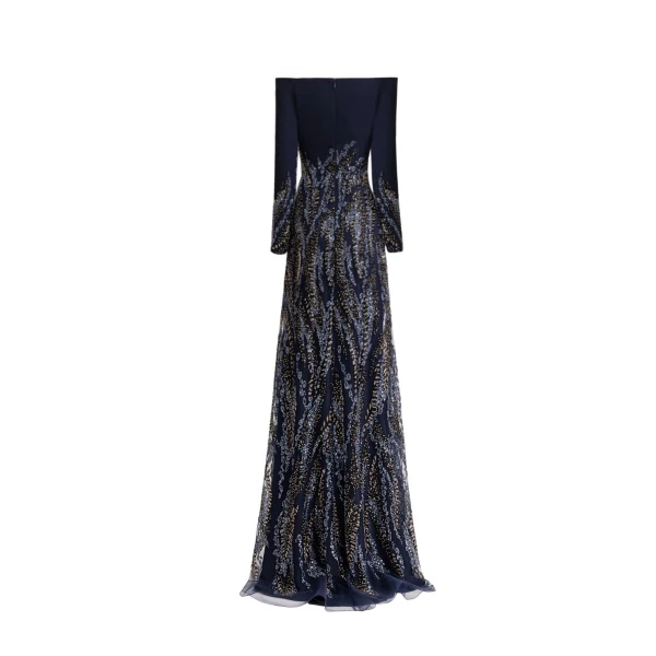 Gemy Maalouf Long Sleeves Beaded Dress, view 5