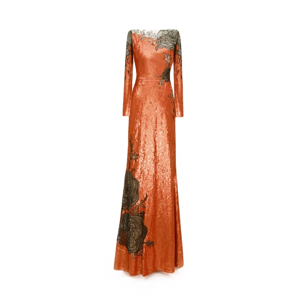 Gemy Maalouf Long Sleeves Embroidered Dress, view 5