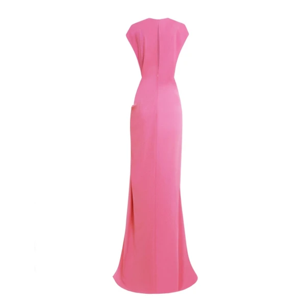 Gemy Maalouf Loose Cut Candy Pink Dress With Drapings, view 5