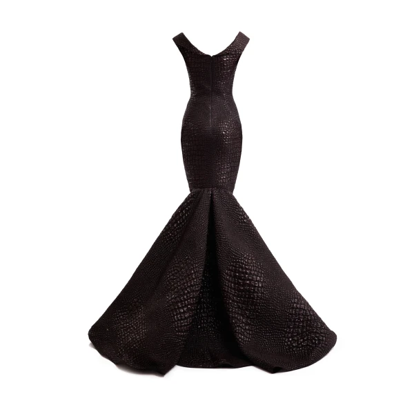 Gemy Maalouf Mermaid Textured Embellished Dress, view 6