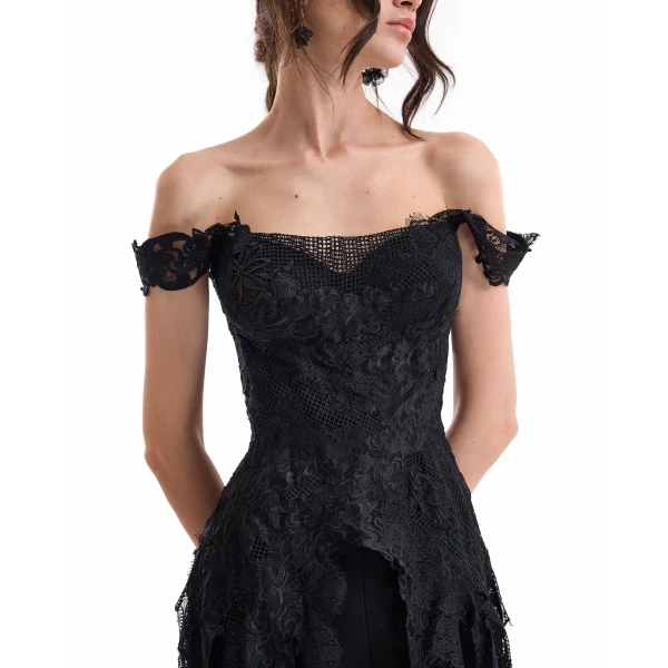 Gemy Maalouf Off-Shoulder Embroidered Corset Set, view 4
