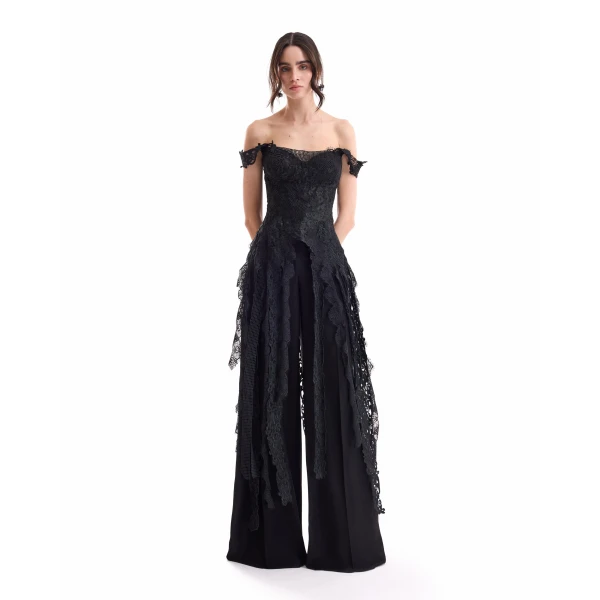 Gemy Maalouf Off-Shoulder Embroidered Corset Top, view 2