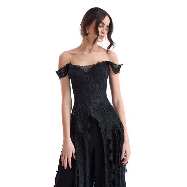 Gemy Maalouf Off-Shoulder Embroidered Corset Top, view 5