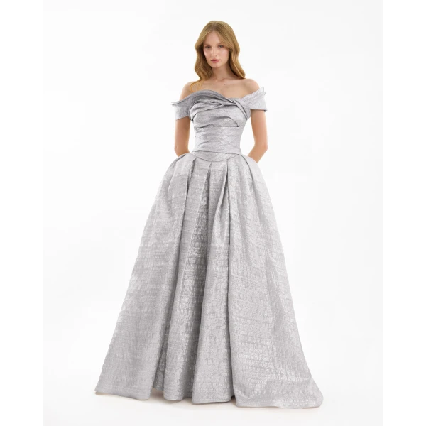 Gemy Maalouf Off-Shoulder Jacquard Dress, view 2