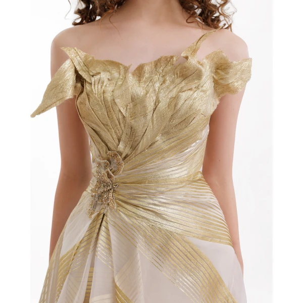 Gemy Maalouf Off-Shoulder Petal Bodice Dress, view 4