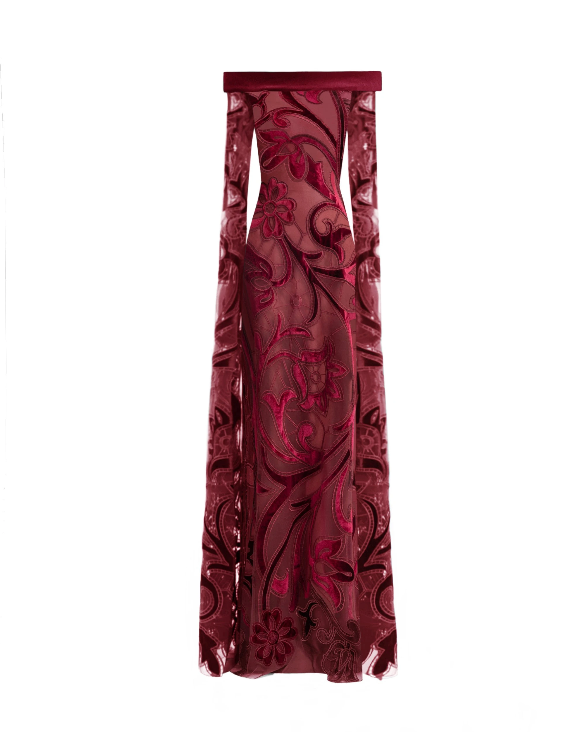 Gemy Maalouf Off-Shoulder Slim Velvet Dress with Long Sleeves Gemy Maalouf Off-Shoulder Slim Velvet Dress with Long Sleeves