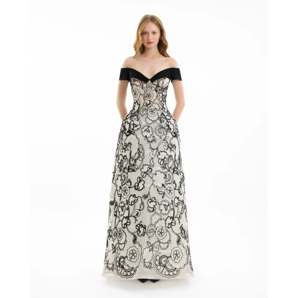 Gemy Maalouf Off-Shoulder Sweetheart Dress, view 2