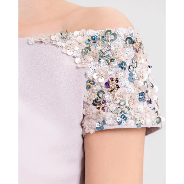 Gemy Maalouf Off-Shoulders Dress with Beaded Sleeves, view 4
