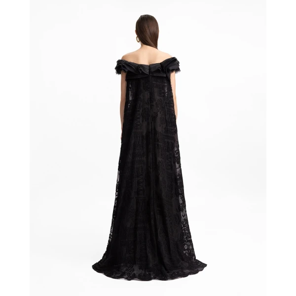 Gemy Maalouf Off-Shoulders Loose-Cut Dress, view 3