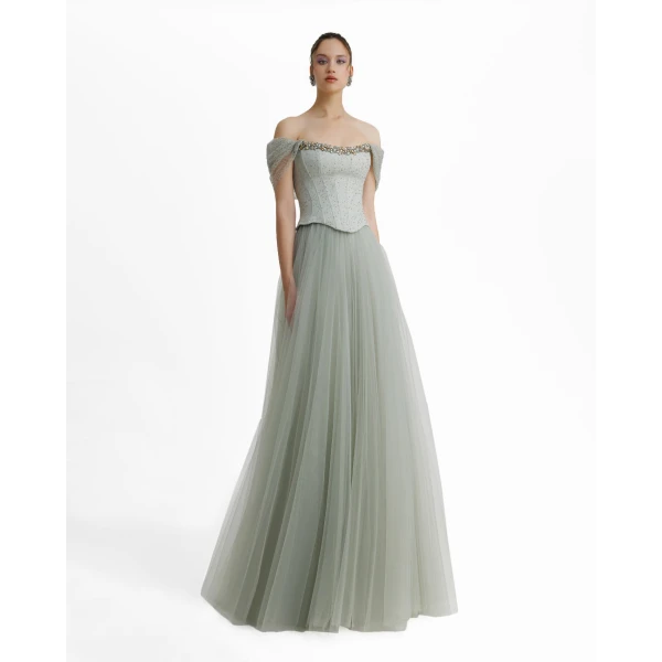 Gemy Maalouf Off-The-Shoulder Corset Dress, view 2