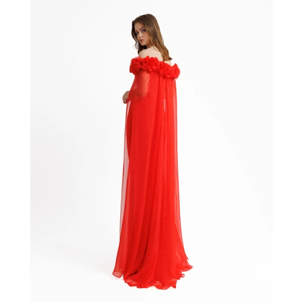Gemy Maalouf Off-The-Shoulders With Flower Embellisment Dress, view 3