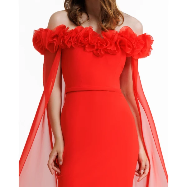 Gemy Maalouf Off-The-Shoulders With Flower Embellisment Dress, view 4