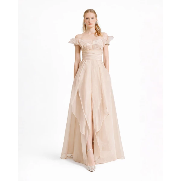 Gemy Maalouf Off-the-shoulders Layered Ruffles Dress, view 2