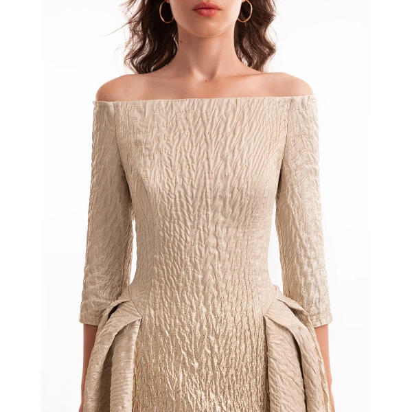Gemy Maalouf Ombré Off-Shoulder Jacquard Dress, view 4