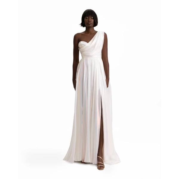 Gemy Maalouf One-Shoulder Draped Chiffon Dress, view 2