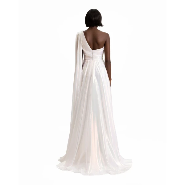 Gemy Maalouf One-Shoulder Draped Chiffon Dress, view 3