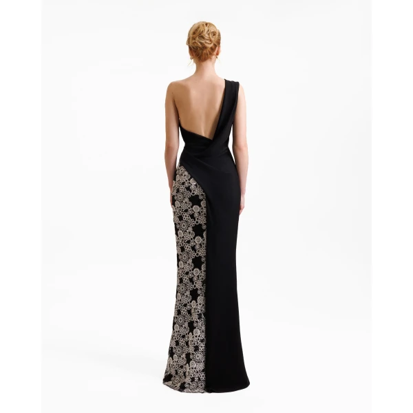 Gemy Maalouf One-Shoulder Dress Embroided on The Side, view 3