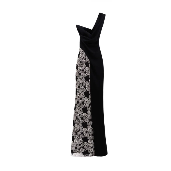 Gemy Maalouf One-Shoulder Dress Embroided on The Side, view 5