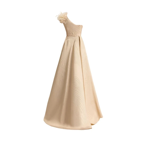 Gemy Maalouf One-Shoulder Dress with 3D Flowers, view 5
