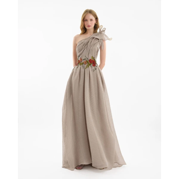 Gemy Maalouf One-Shoulder Pleated Dress, view 2