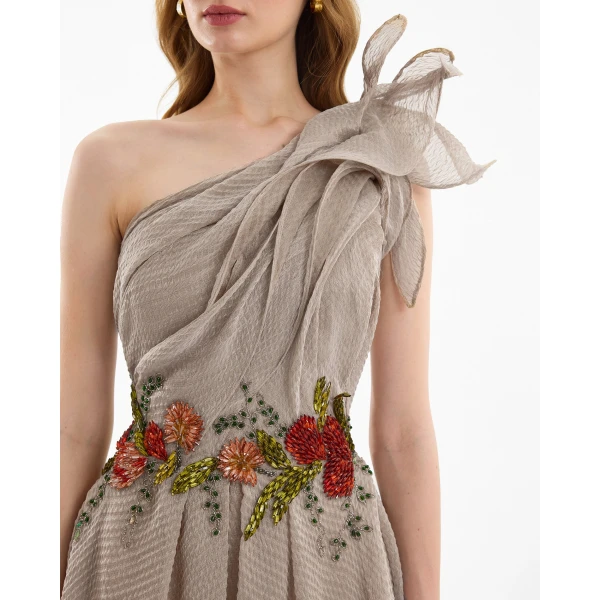 Gemy Maalouf One-Shoulder Pleated Dress, view 4