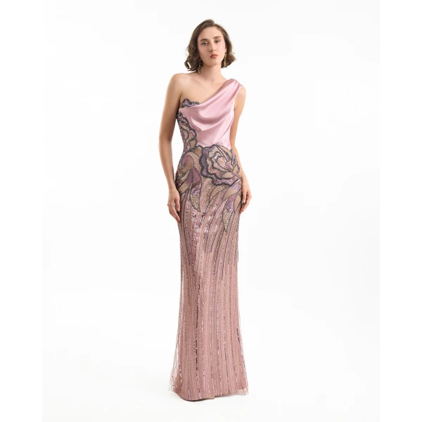 Gemy Maalouf One-Shoulder Satin Dress, view 2