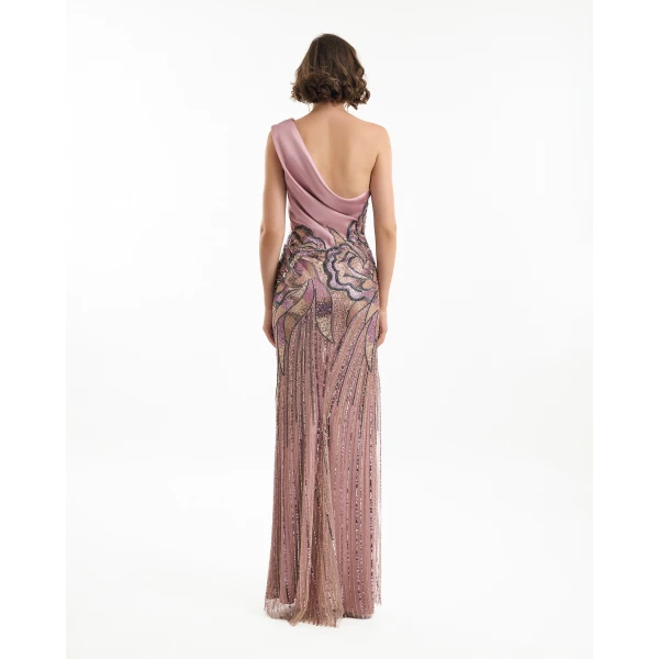 Gemy Maalouf One-Shoulder Satin Dress, view 3