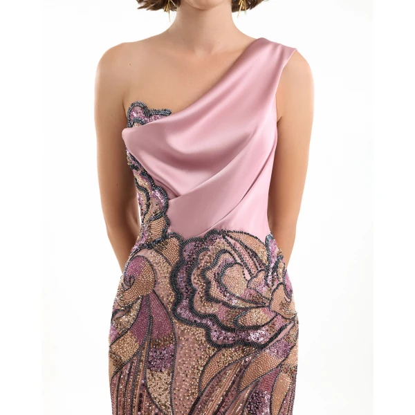 Gemy Maalouf One-Shoulder Satin Dress, view 4