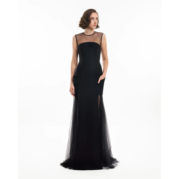 Gemy Maalouf Open-Back Dress with Structured Hips, view 2