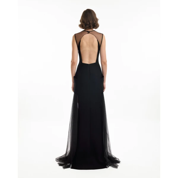 Gemy Maalouf Open-Back Dress with Structured Hips, view 3