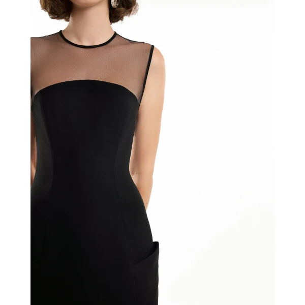 Gemy Maalouf Open-Back Dress with Structured Hips, view 4