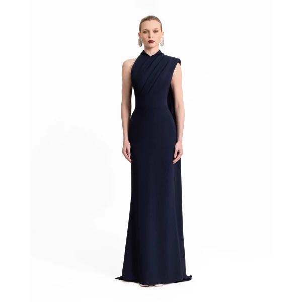 Gemy Maalouf Padded Shoulder Dress with Cape, view 2