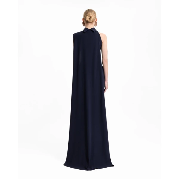 Gemy Maalouf Padded Shoulder Dress with Cape, view 3