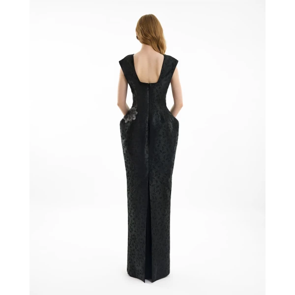 Gemy Maalouf Plunging Jacquard Dress, view 3