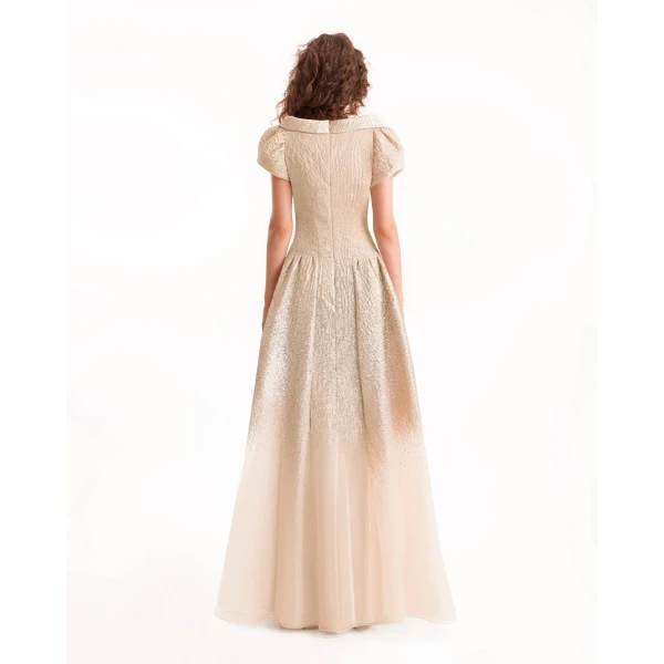 Gemy Maalouf Puff-Sleeve Dress with Sheer Degradé, view 3