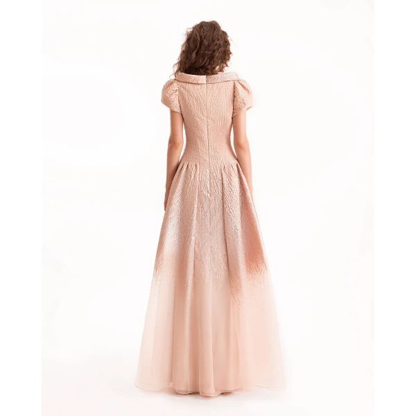 Gemy Maalouf Puff-Sleeve Dress with Sheer Degradé, view 3