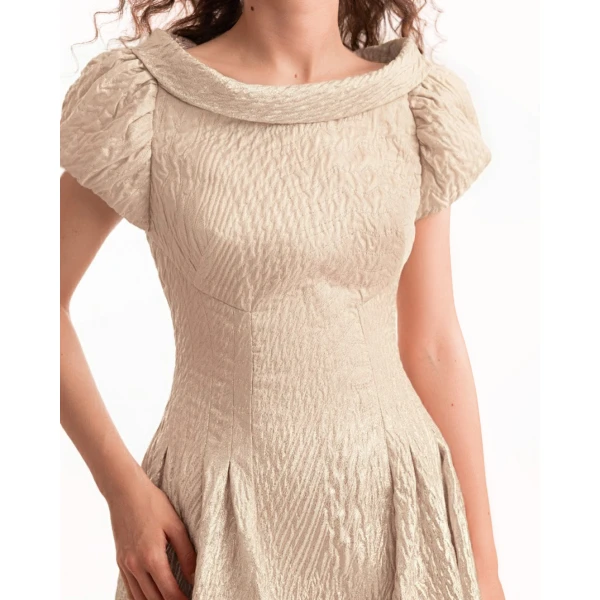 Gemy Maalouf Puff-Sleeve Dress with Sheer Degradé, view 4