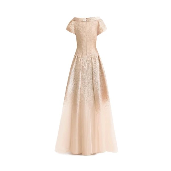 Gemy Maalouf Puff-Sleeve Dress with Sheer Degradé, view 5