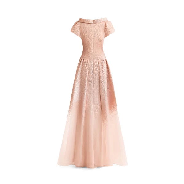 Gemy Maalouf Puff-Sleeve Dress with Sheer Degradé, view 5
