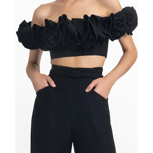 Gemy Maalouf Ruffled Crepe Set, view 4