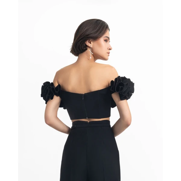 Gemy Maalouf Ruffled Crop Top, view 3