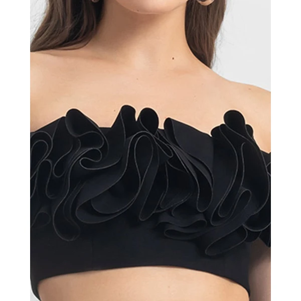 Gemy Maalouf Ruffled Crop Top, view 4
