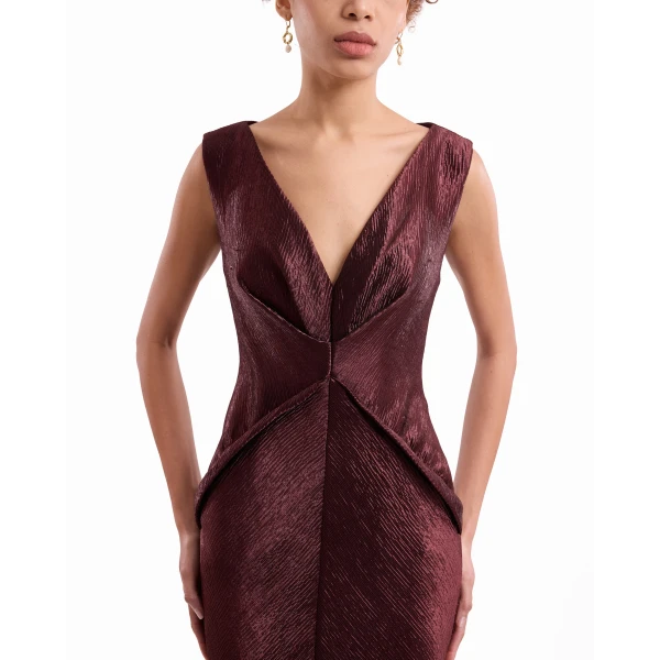 Gemy Maalouf Sculpted V-Neck Dress, view 5
