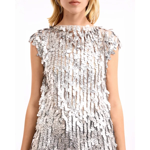 Gemy Maalouf Sequined Top with Midi Skirt, view 5