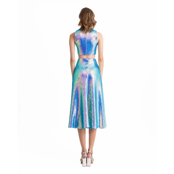 Gemy Maalouf Sequins Top And Flared Skirt, view 3