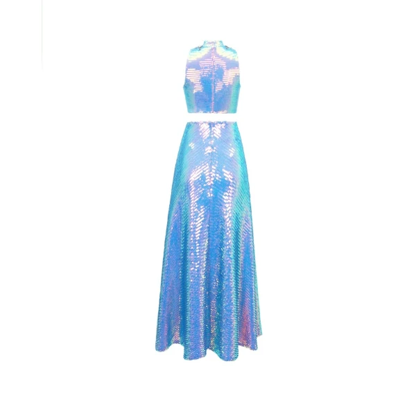 Gemy Maalouf Sequins Top And Flared Skirt, view 5