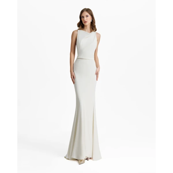 Gemy Maalouf Slim-Cut Cream Dress, view 2